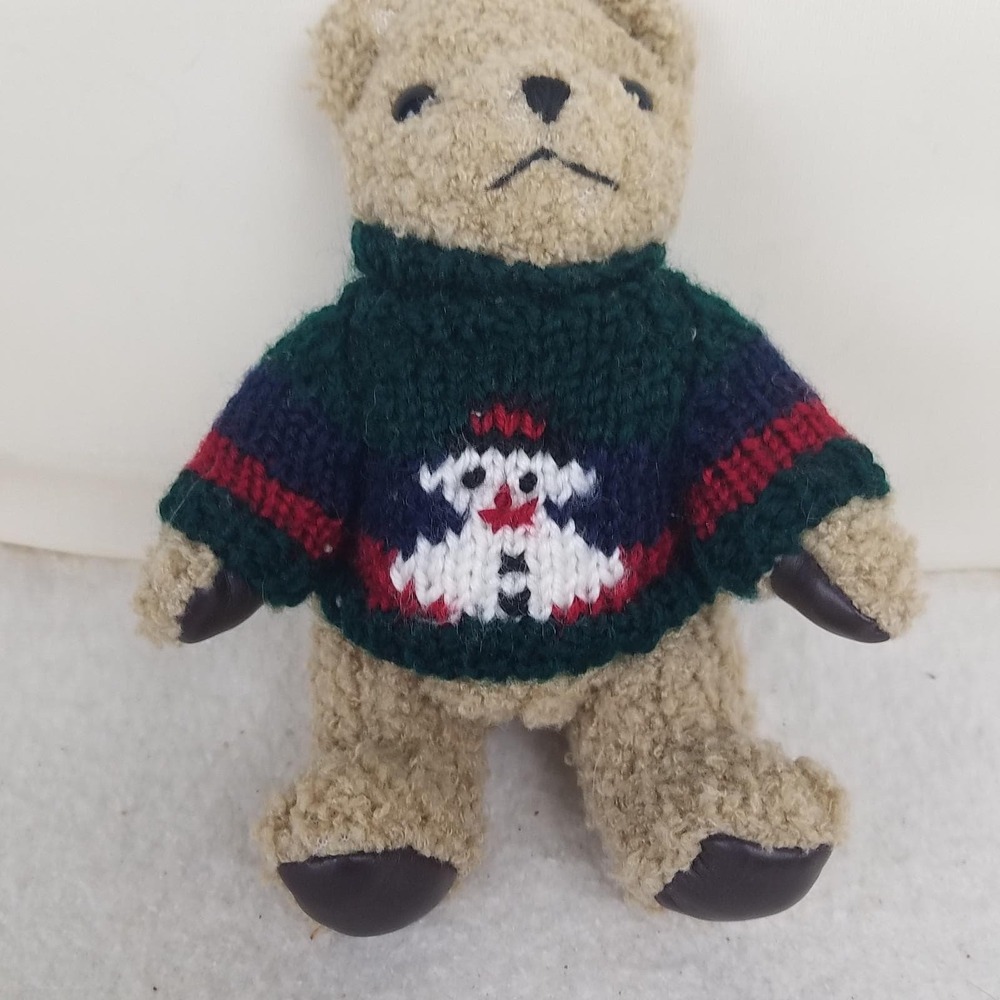Teddy Bear Plush Stuffed Toy Red white blue Sweater Tan Hugfun International 6"